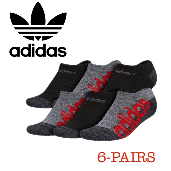 adidas Accessories Youth Superlite Adidas 6pair Black Grey Logo